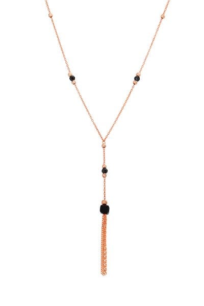 Siyah Oniks Taşlı Gümüş Kolye