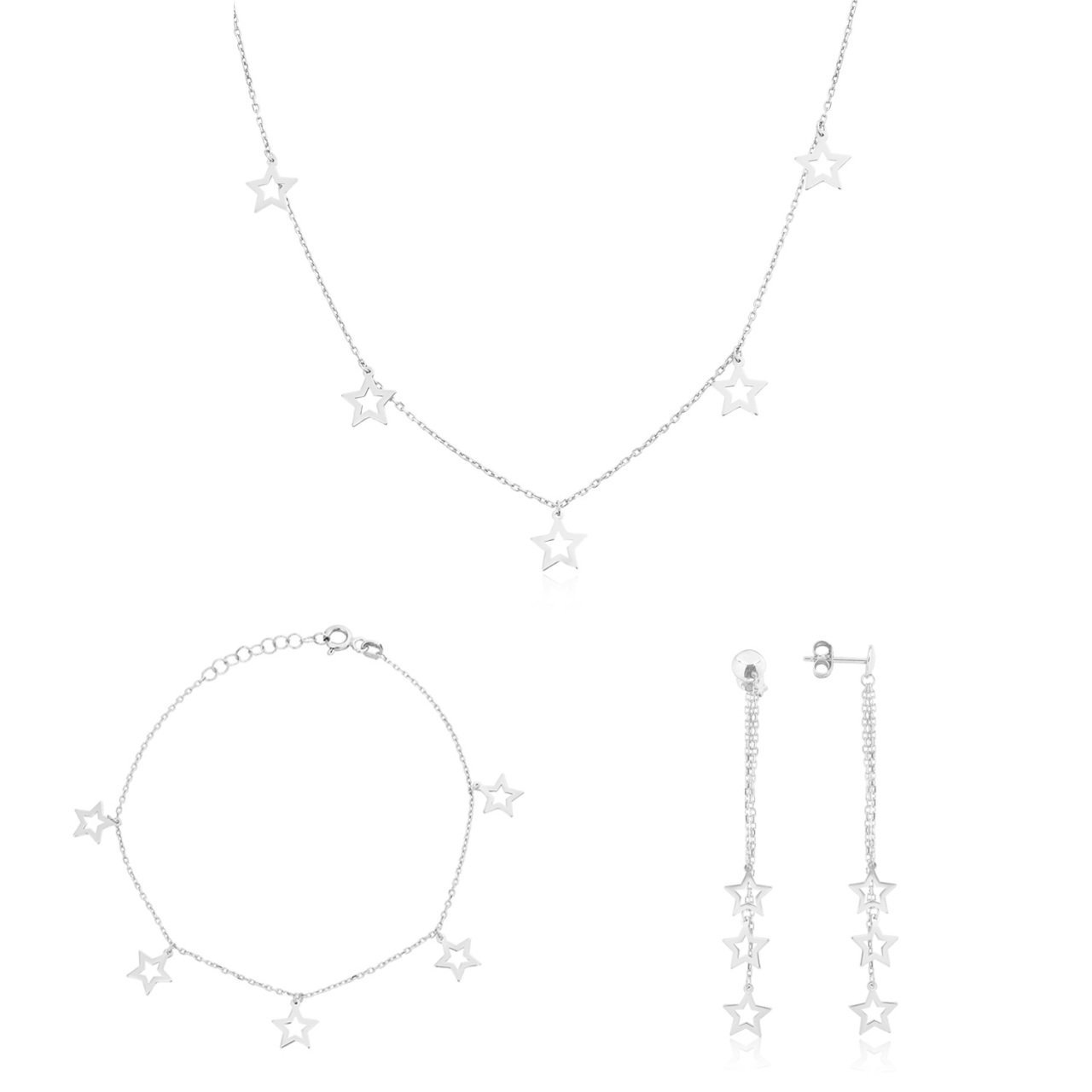 Hafif Model Yıldızlı Gümüş Set