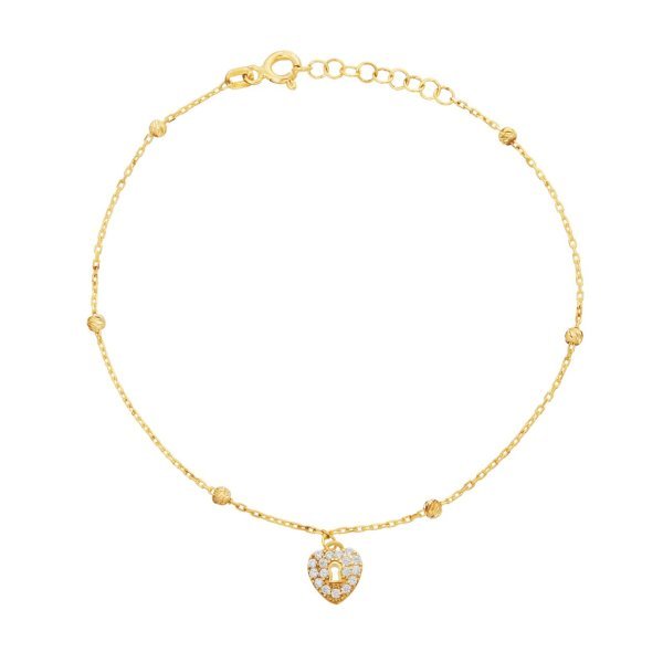 Kalpli Kilit Detaylı Gümüş Bileklik