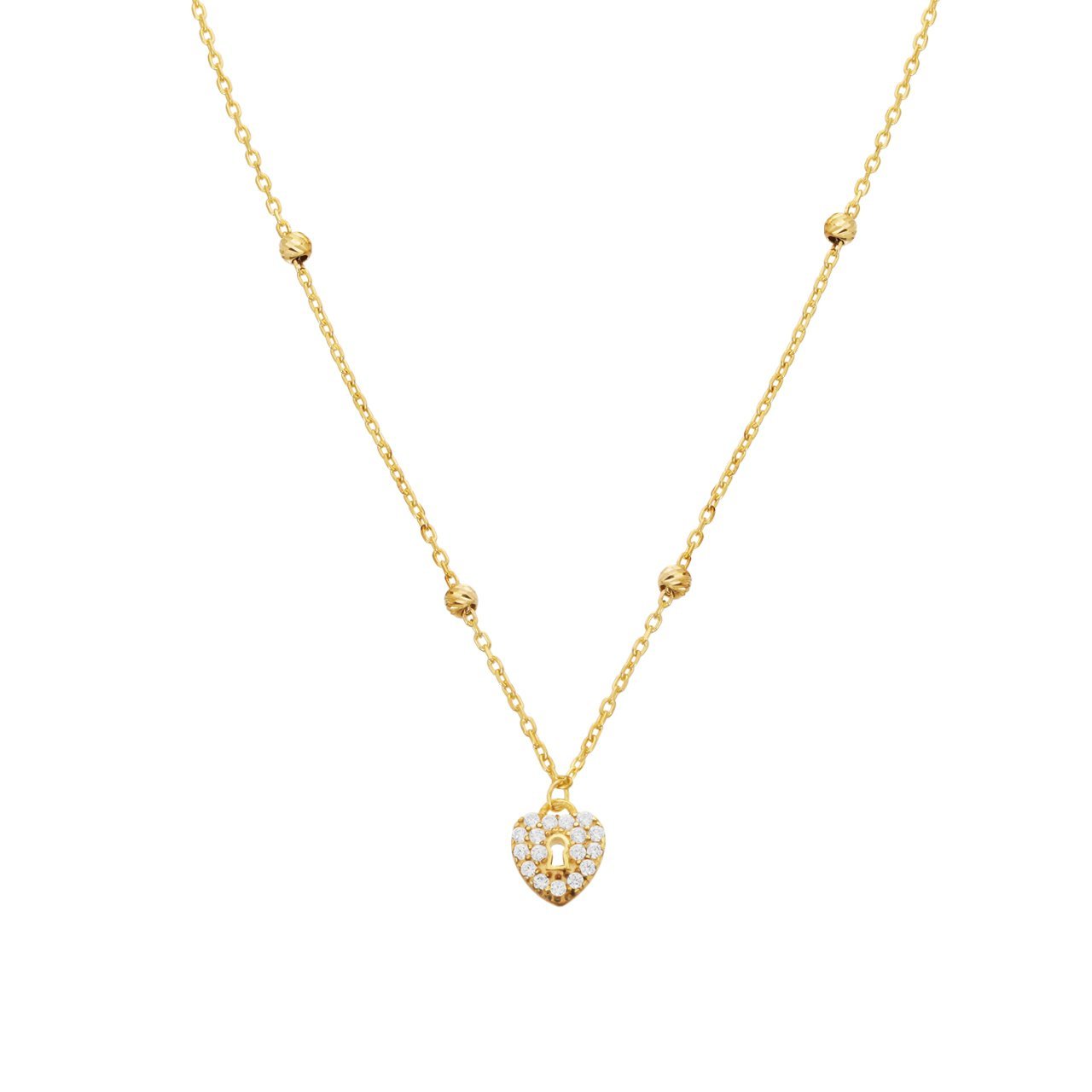 Kalpli Kilit Detaylı Gümüş Kolye