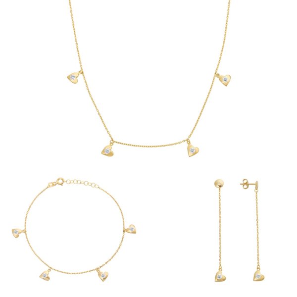 Kalpli Taşlı Gümüş Set