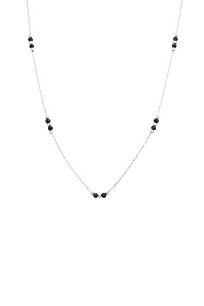 Oniks Taşlı Gümüş Beyaz Kolye