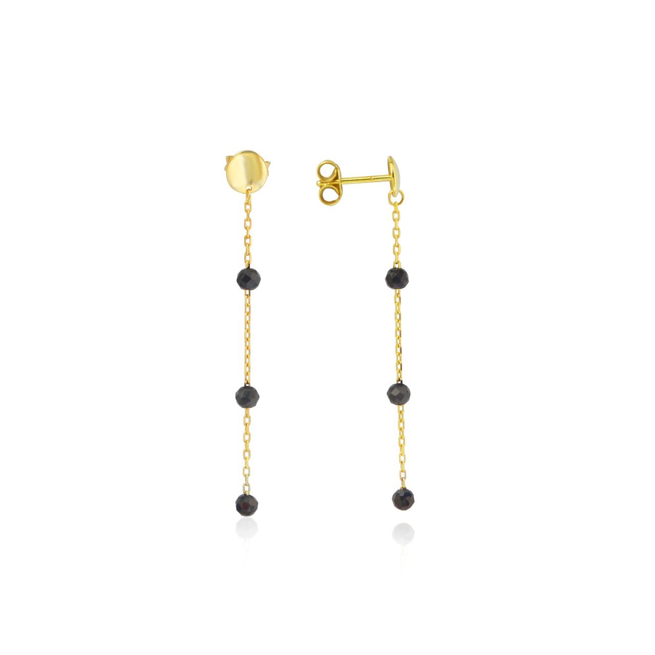 Siyah Taşlı Gümüş Küpe