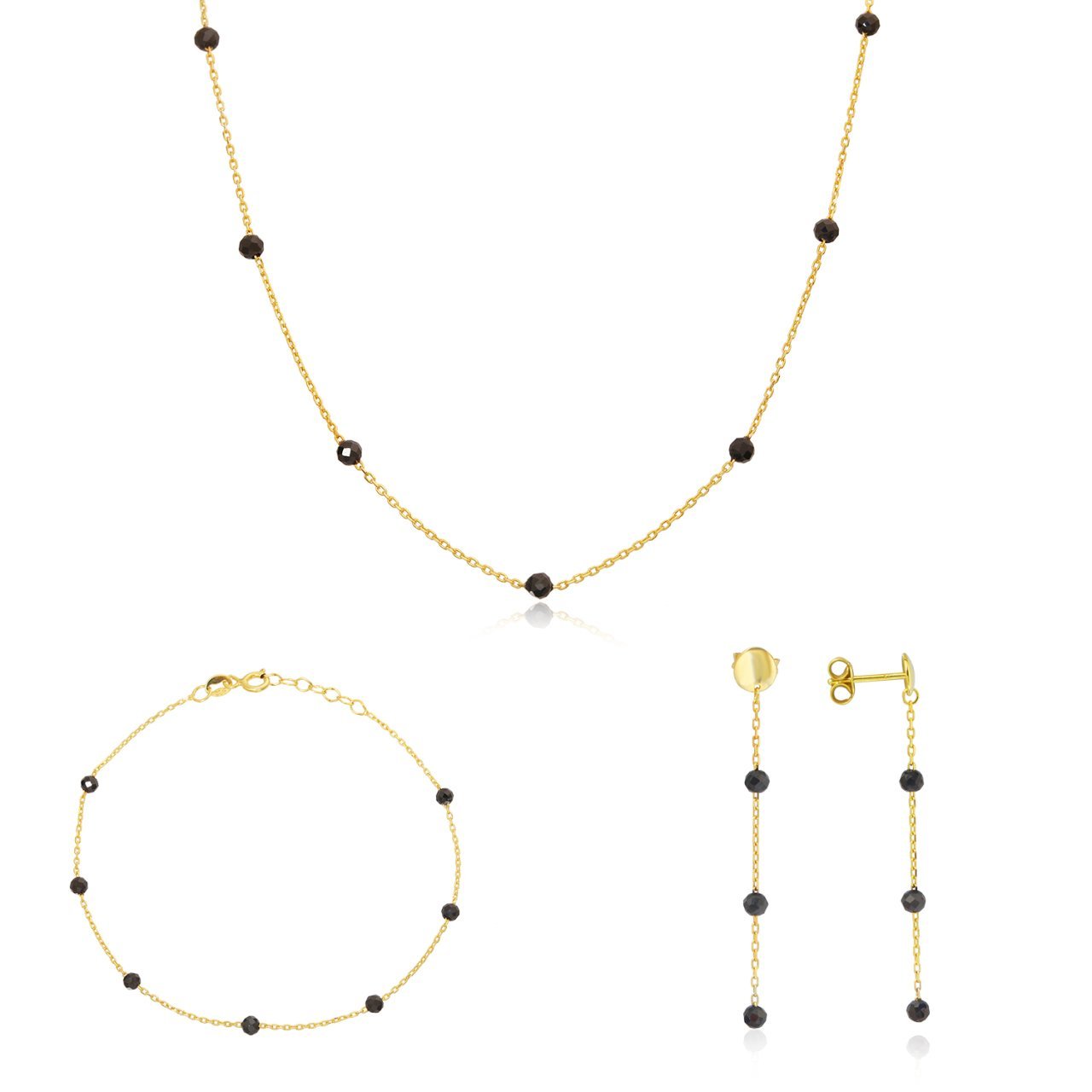 Siyah Taşlı Gümüş Set