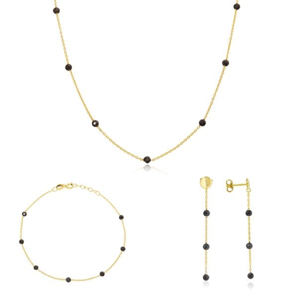 Siyah Taşlı Gümüş Set