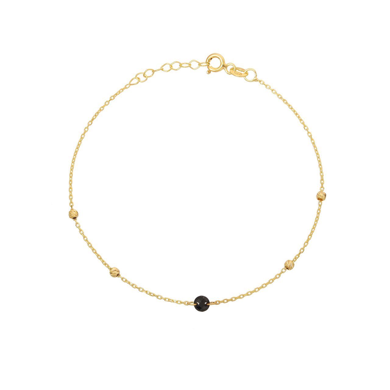 Dorikalı & Siyah Taşlı Gümüş Bileklik