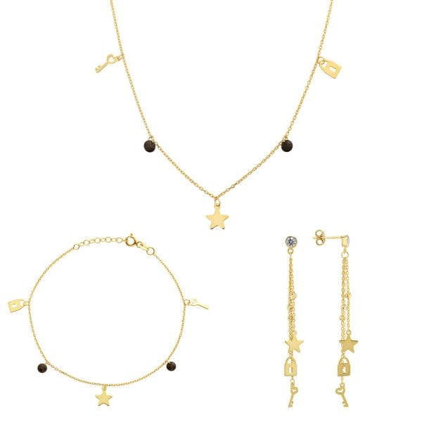 Yıldızlı Oniks Taşlı Şans Seti