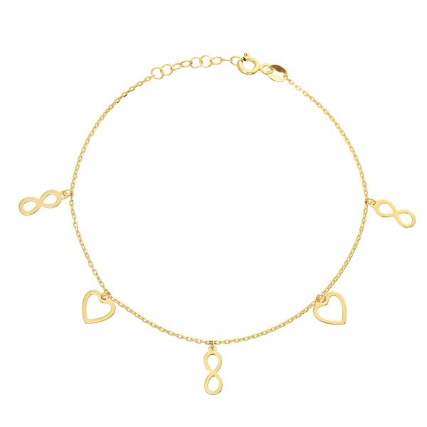 Kalp Sonsuzluk Figürlü Gümüş Bileklik