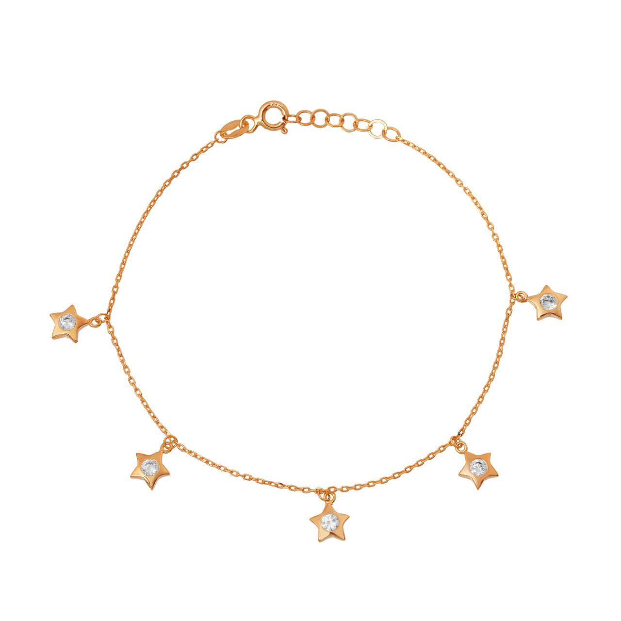 Zirkon Taşlı Yıldız Figürlü Rose Bileklik