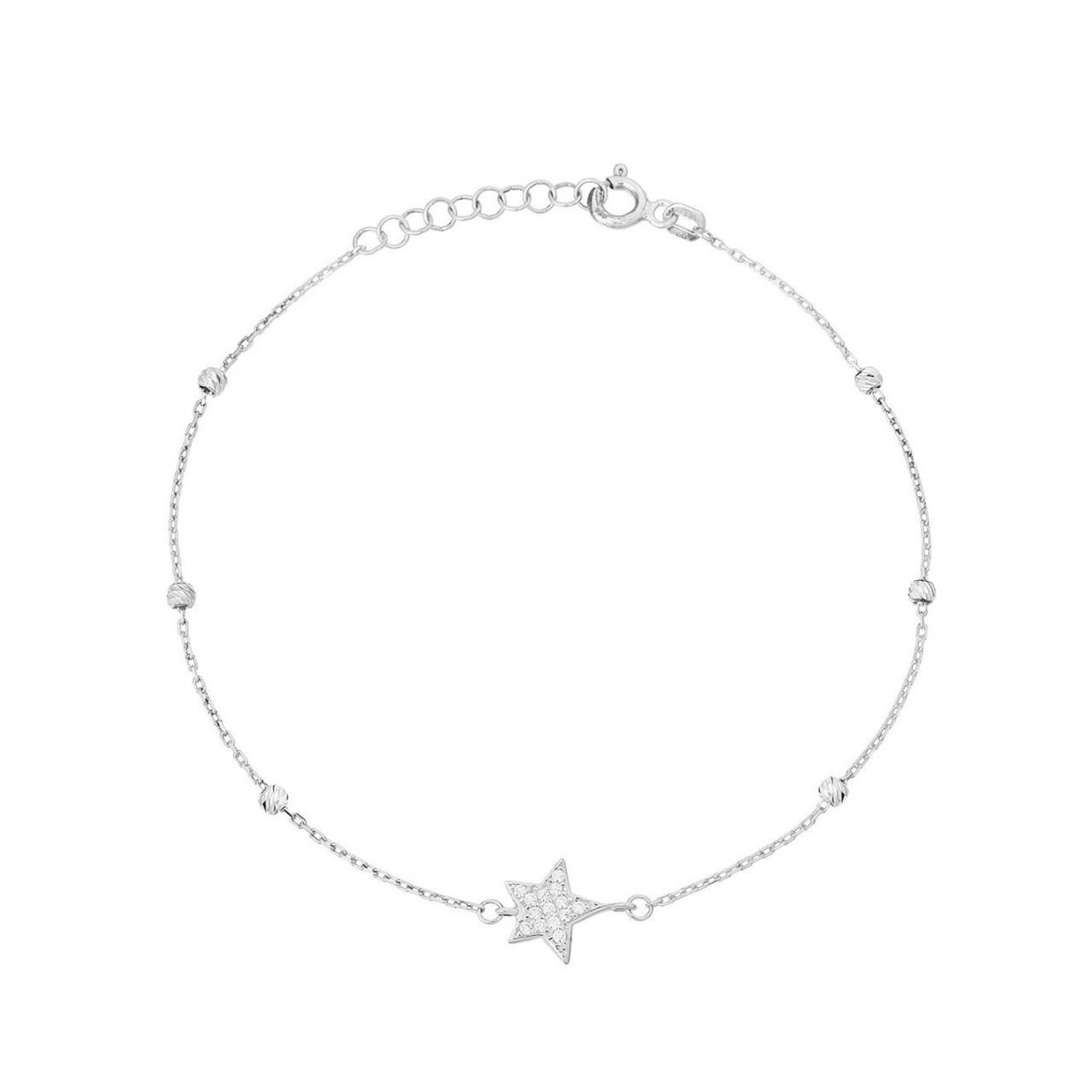 Dorika Toplu Yıldız Figürlü Rodyum Kaplama Bileklik
