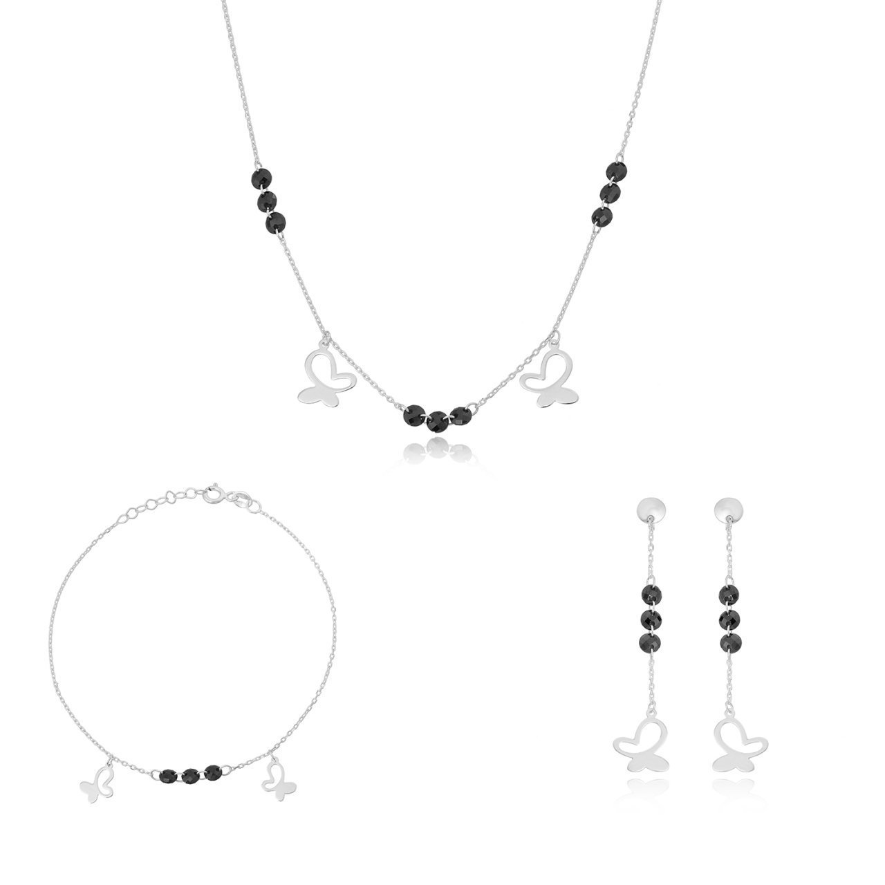 Kelebek Detaylı Gümüş Set