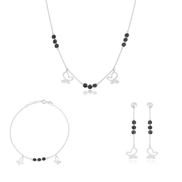 Kelebek Detaylı Gümüş Set