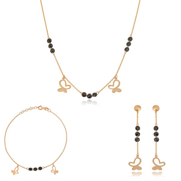 Kelebek Detaylı Gümüş Set