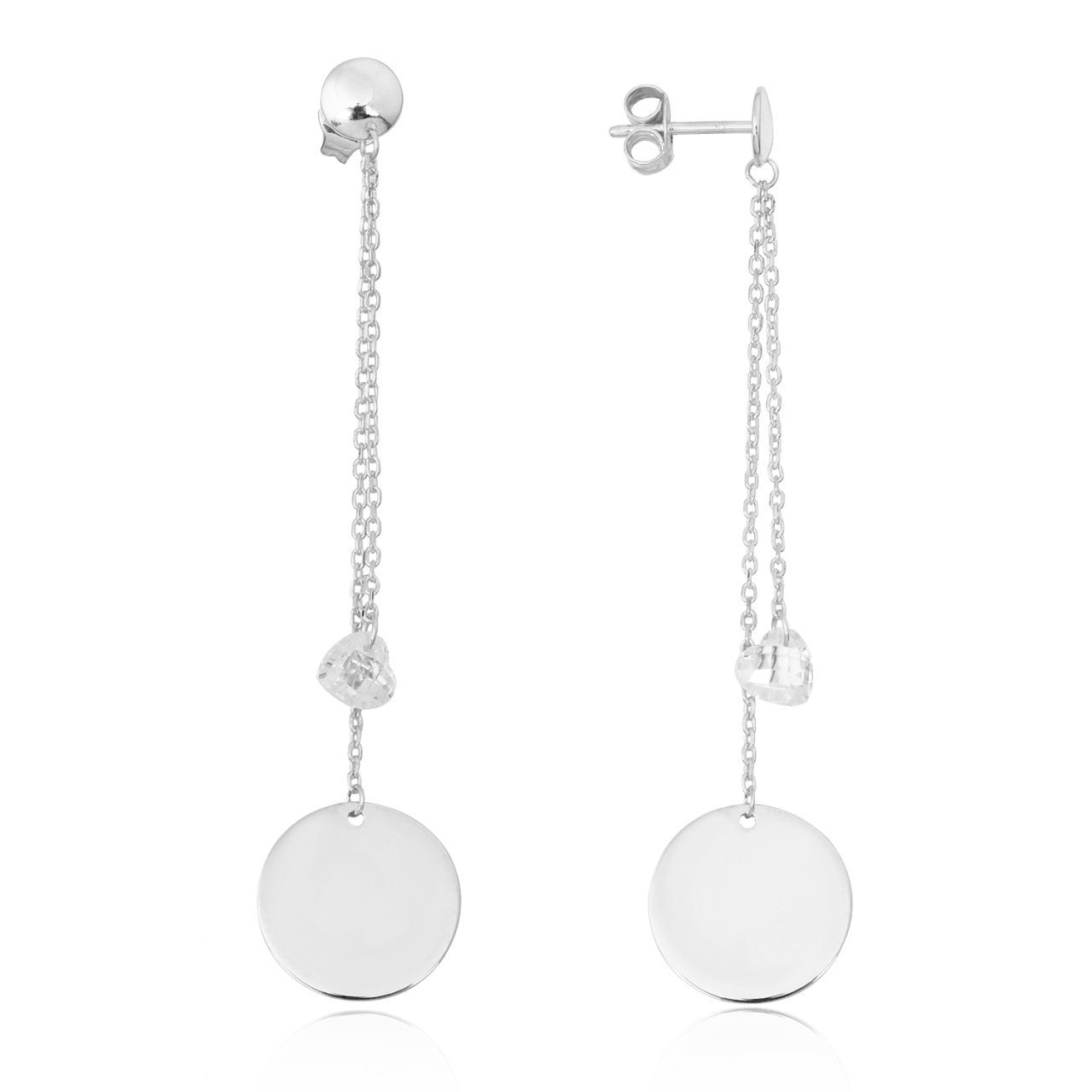 Kalpli Zirkon Taşlı Tasarım Gümüş Küpe