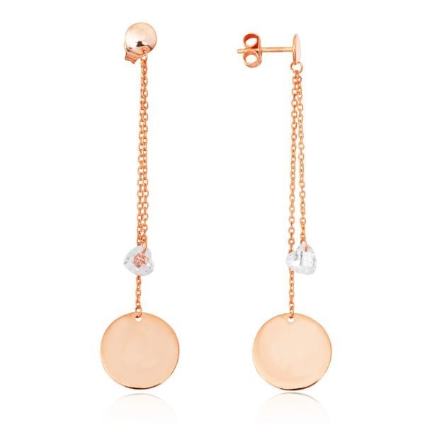 Kalpli Zirkon Taşlı Tasarım Gümüş Küpe