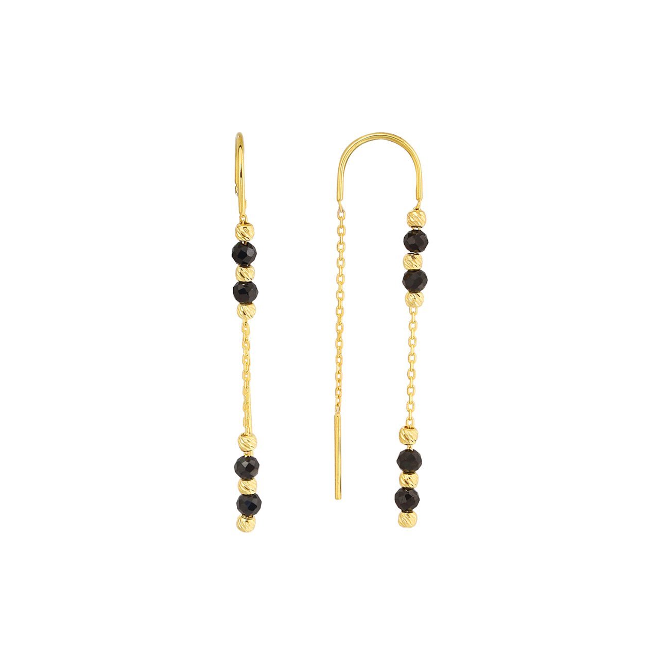 Oniks Taşlı Gümüş Küpe