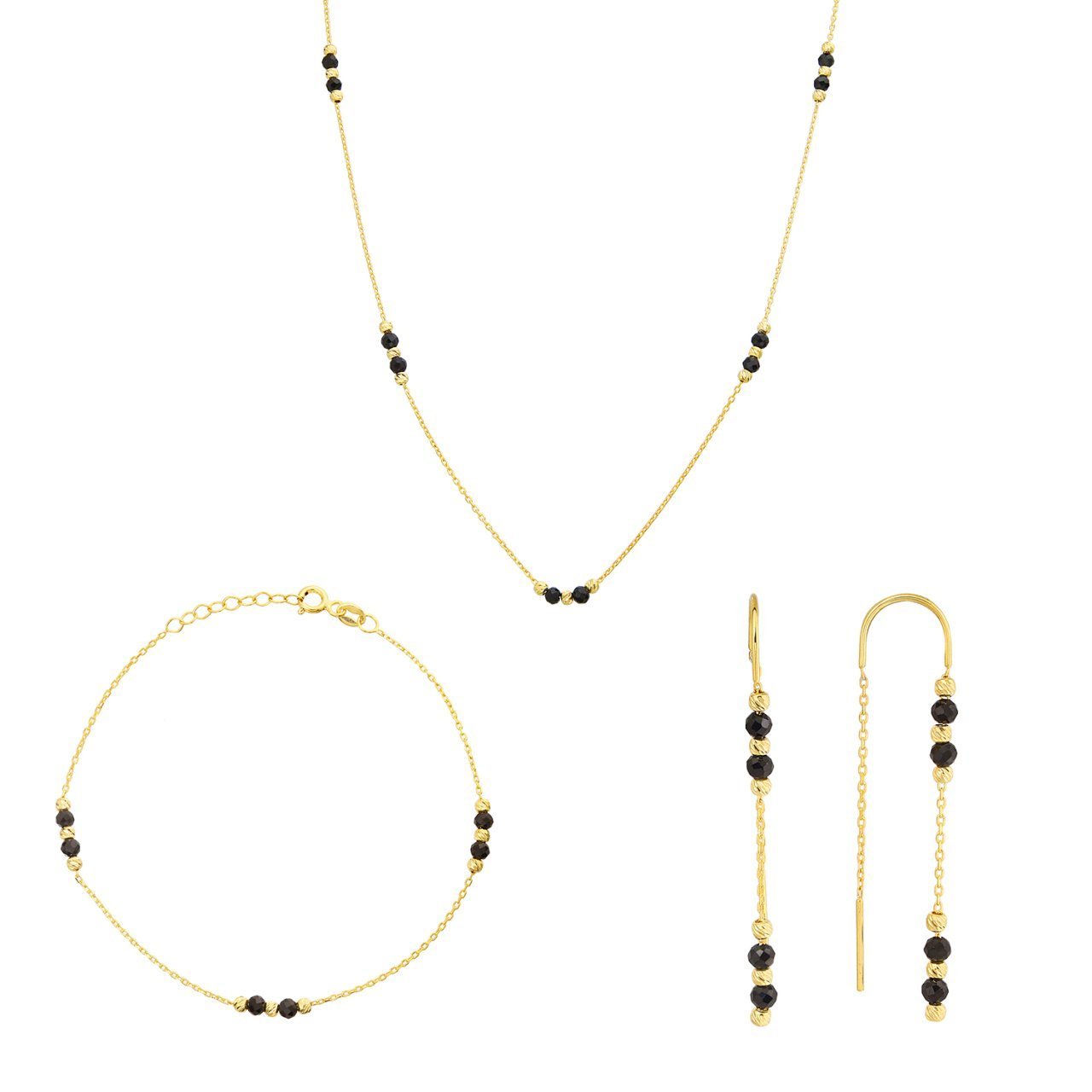 Oniks Taşlı Gümüş Set