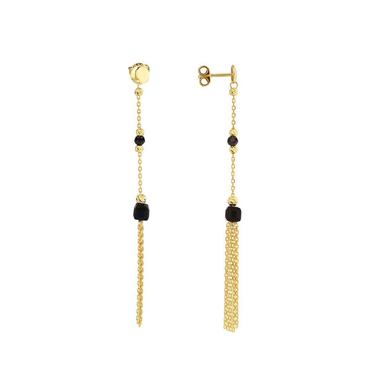 Siyah Oniks Taşlı Gümüş Küpe