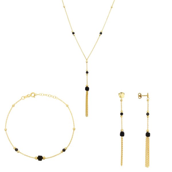 Siyah Oniks Taşlı Gümüş Set