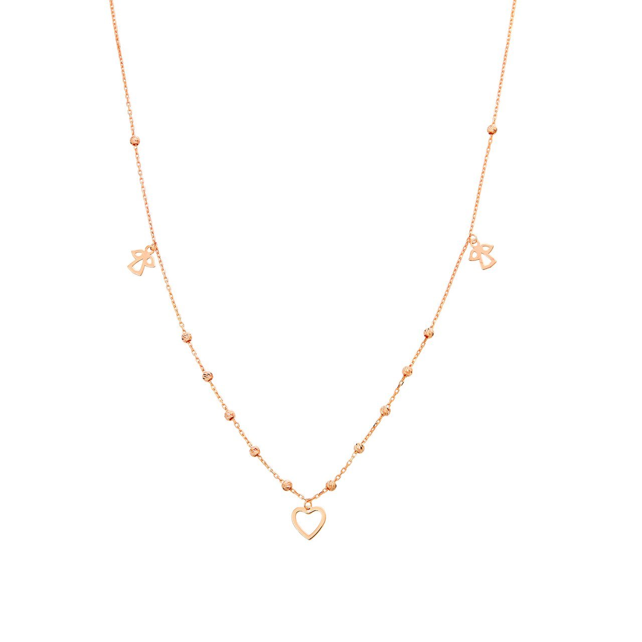 Kalp Ve Melek Figürlü Gümüş Kolye