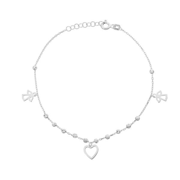 Kalp Ve Melek Figürlü Gümüş Set