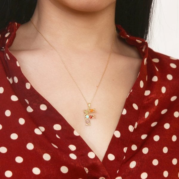 Mineli 'F' Harfli Gümüş Kolye