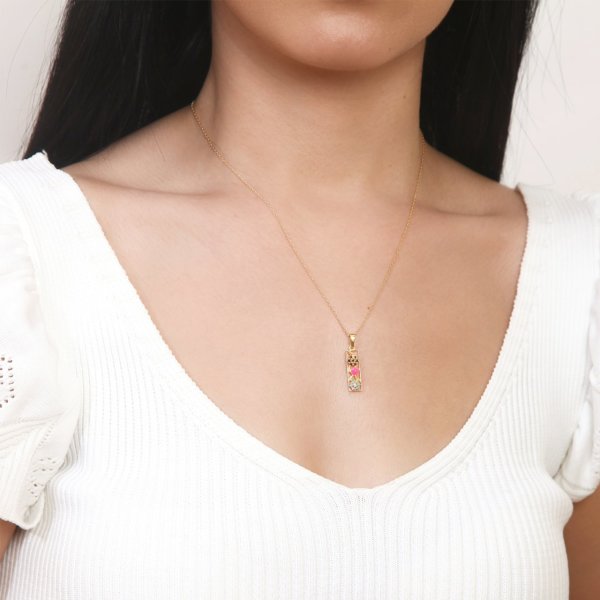 Mineli 'I' Harfli Gümüş Kolye