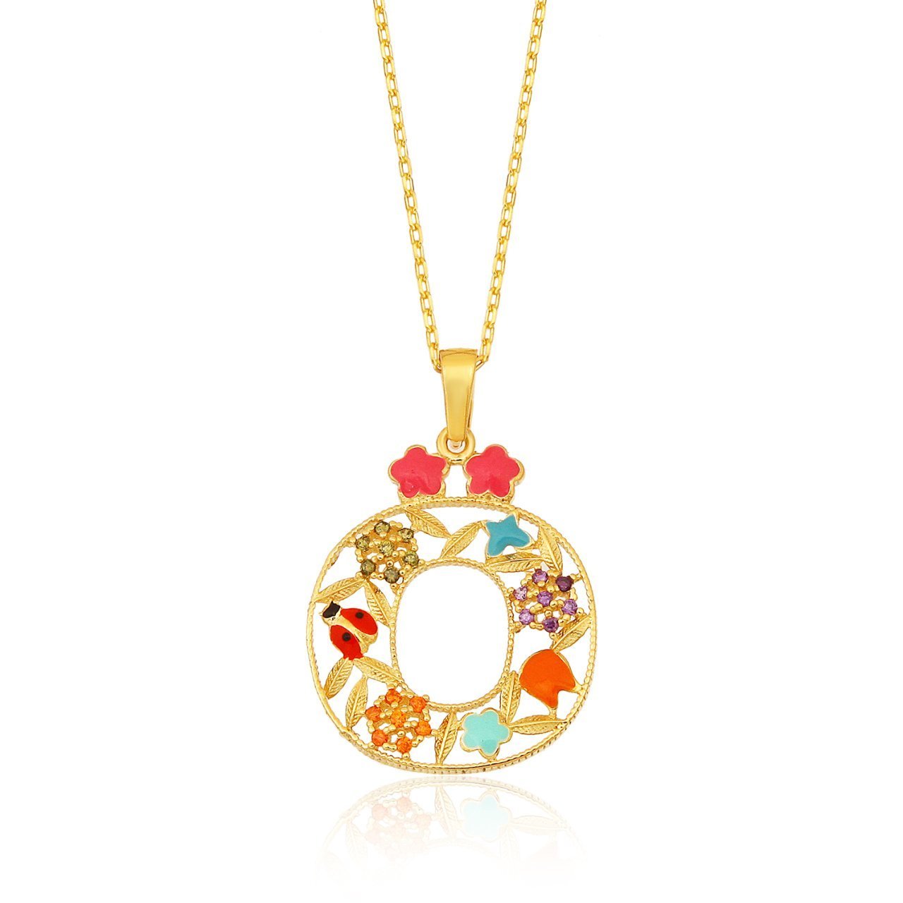 Mineli 'Ö' Harfli Gümüş Kolye