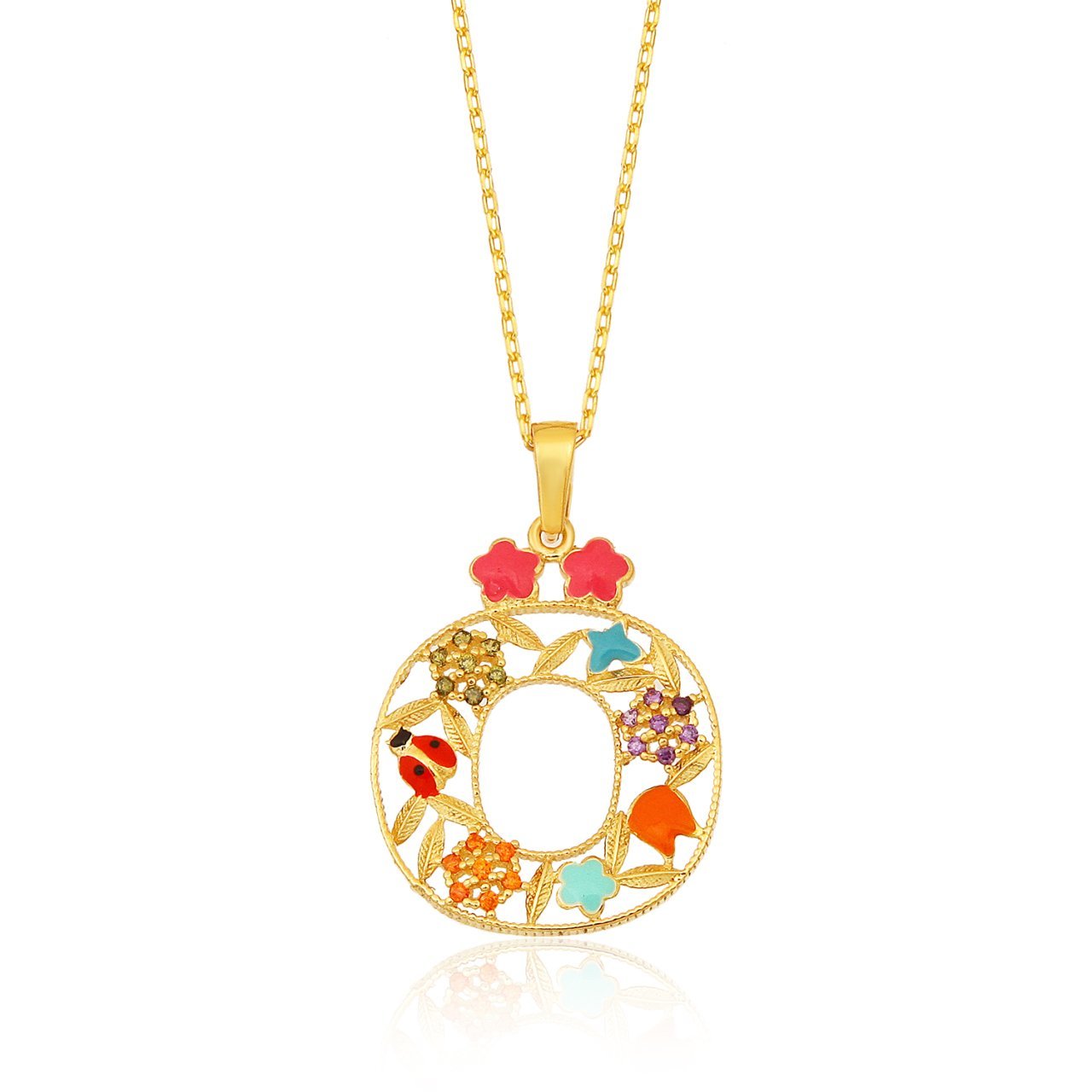 Mineli 'Ö' Harfli Gümüş Kolye