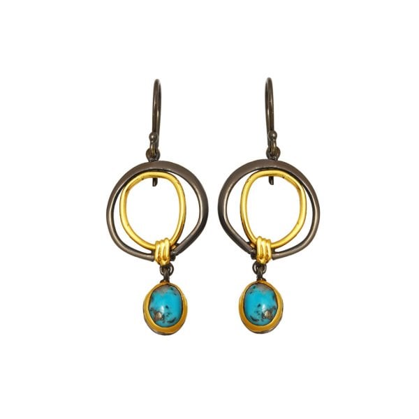 Doğal Firuze Taşlı Gümüş Küpe