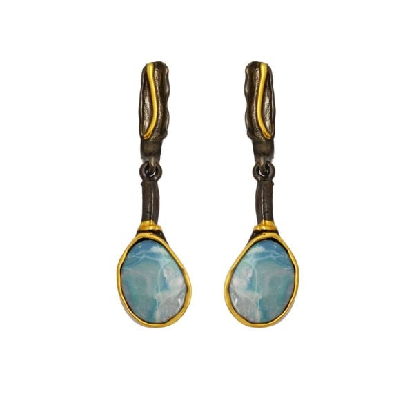 Doğal Opal Taşlı Küpe