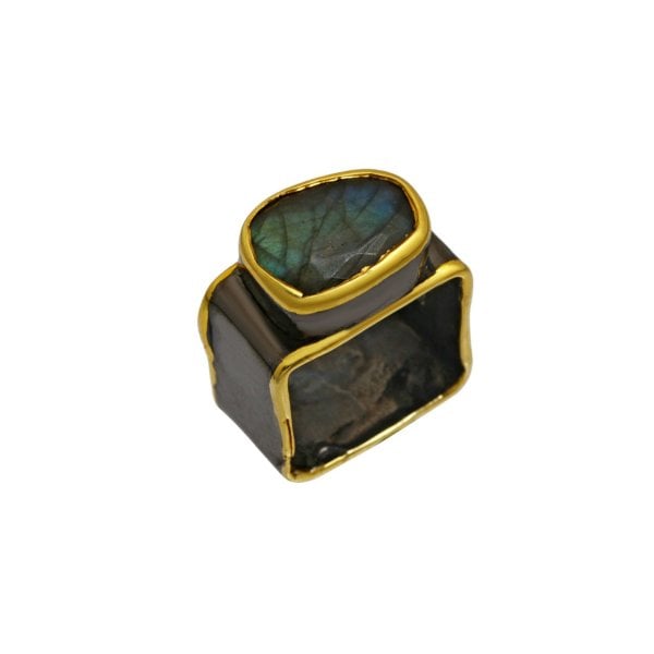 Doğal Labradorit Taşlı Gümüş Yüzük